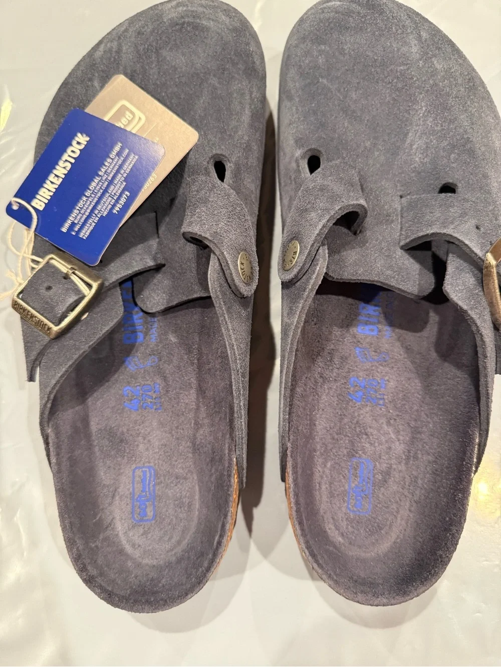 Birkenstock Men’s Suede Boston Clog - Navy